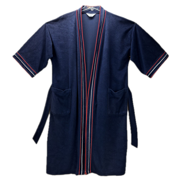 Dior Other - Christian Dior Monsieur Men Bathrobe Navy Blue One Size Red White Piping Belted